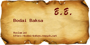 Bodai Baksa névjegykártya